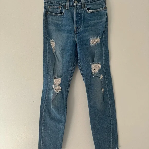 Levi’s Wedgie Blue Distressed Women's Jeans size 24/00 - Picture 2 of 5